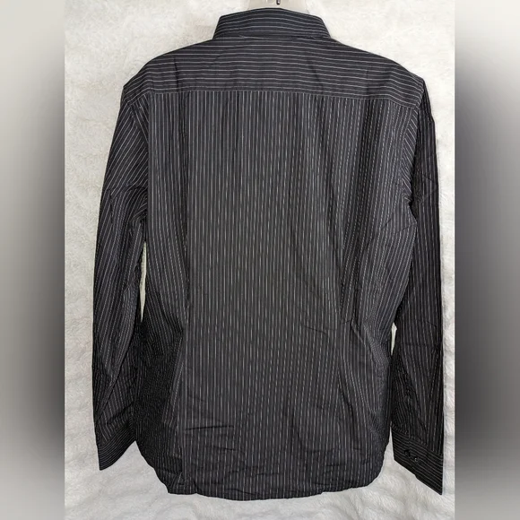 🆕 NORTH END Ladies Blouse Black strip Button front SZ L long sleeve Shirt Top - Picture 2 of 10